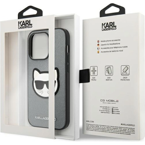 Kup Etui Karl Lagerfeld KLHCP14LSAPCHG Apple iPhone 14 Pro hardcase srebrny/silver Saffiano Choupette Head Patch - KLD981 - {ean13} - Sklep Home Screen