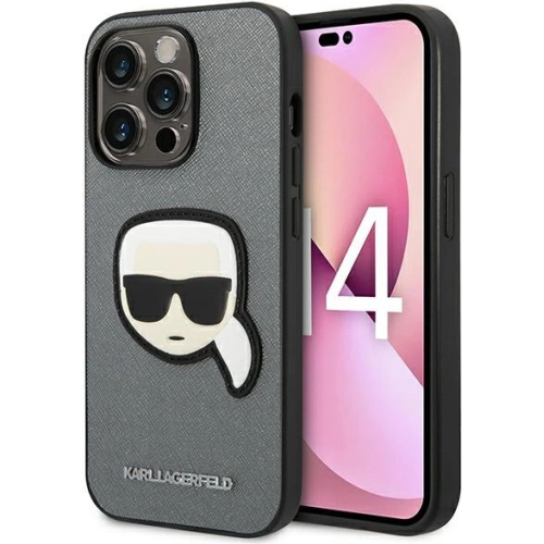 Kup Etui Karl Lagerfeld KLHCP14LSAPKHG Apple iPhone 14 Pro argintiu/silver hardcase Saffiano Patch-ul Capului lui Karl - KLD983 - {ean13} - Sklep Home Screen