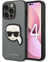 Etui Karl Lagerfeld KLHCP14LSAPKHG Apple iPhone 14 Pro argintiu/silver hardcase Saffiano Patch-ul Capului lui Karl