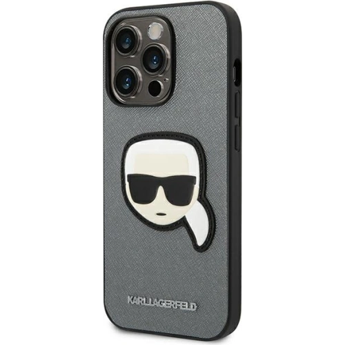 Kup Etui Karl Lagerfeld KLHCP14LSAPKHG Apple iPhone 14 Pro argintiu/silver hardcase Saffiano Patch-ul Capului lui Karl - KLD983 - {ean13} - Sklep Home Screen