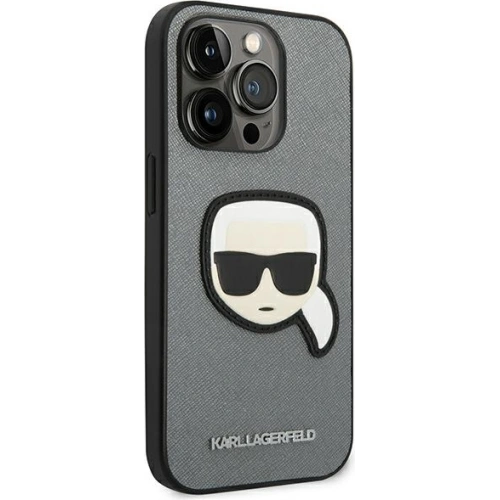 Kup Etui Karl Lagerfeld KLHCP14LSAPKHG Apple iPhone 14 Pro argintiu/silver hardcase Saffiano Patch-ul Capului lui Karl - KLD983 - {ean13} - Sklep Home Screen