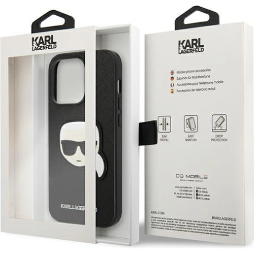 Kup Etui Karl Lagerfeld KLHCP14LSAPKHK Apple iPhone 14 Pro negru/black hardcase Saffiano Patch-ul Capului lui Karl - KLD984 - {ean13} - Sklep Home Screen