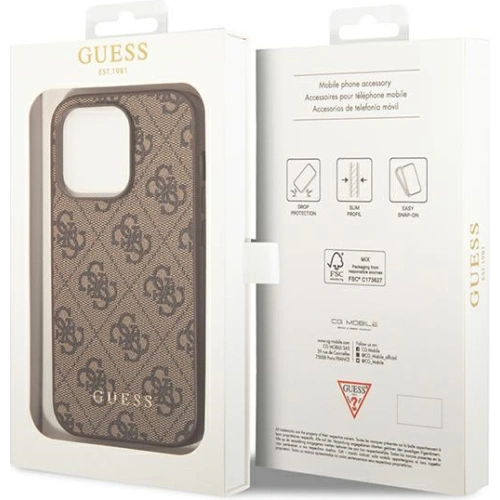 Kup Case Guess GUHCP14LG4GFBR Apple iPhone 14 Pro braun/brown Hartschale 4G Metall Gold-Logo - GUE1882 - {ean13} - Sklep Home Screen