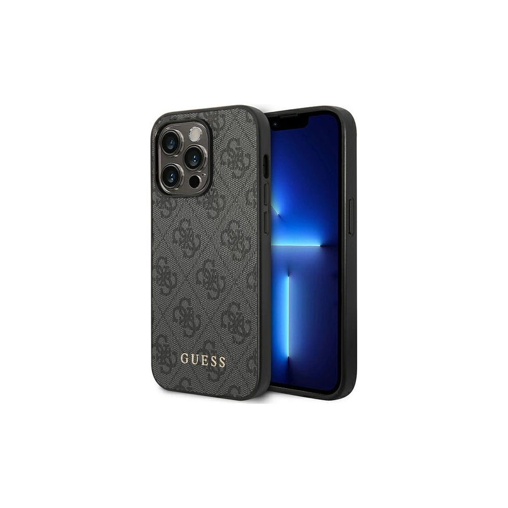 Etui Guess GUHCP14LG4GFGR Apple iPhone 14 Pro szary/grey hard case 4G Metal Gold Logo
