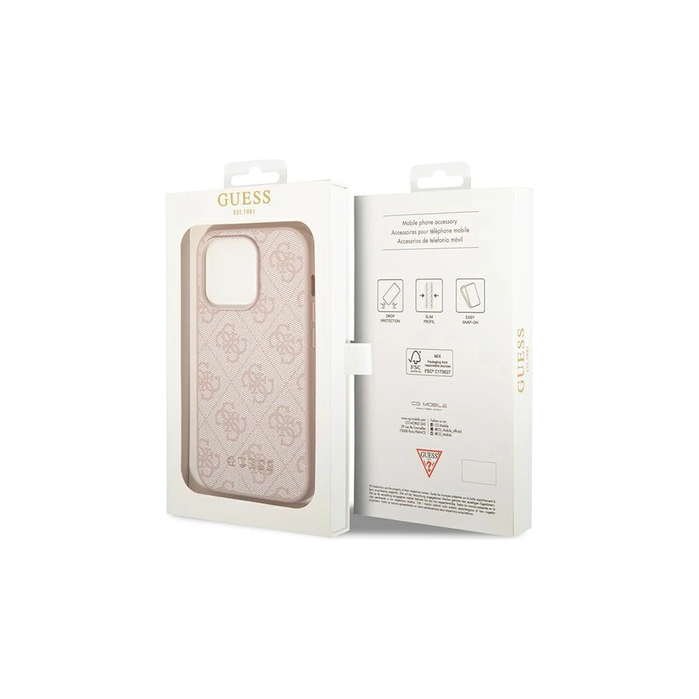 Etui Guess GUHCP14LG4GFPI Apple iPhone 14 Pro różowy/pink hard case 4G Metal Gold Logo