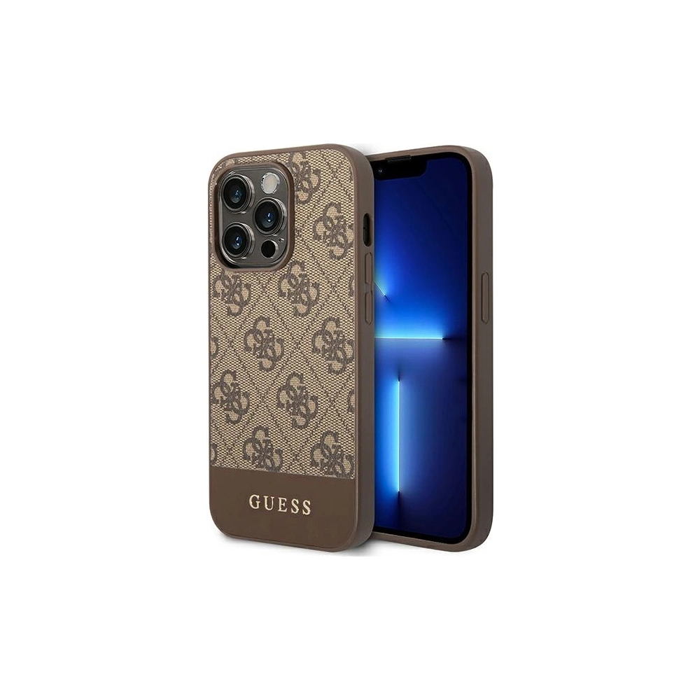 Etui Guess GUHCP14LG4GLBR Apple iPhone 14 Pro brązowy/brown hard case 4G Stripe Collection
