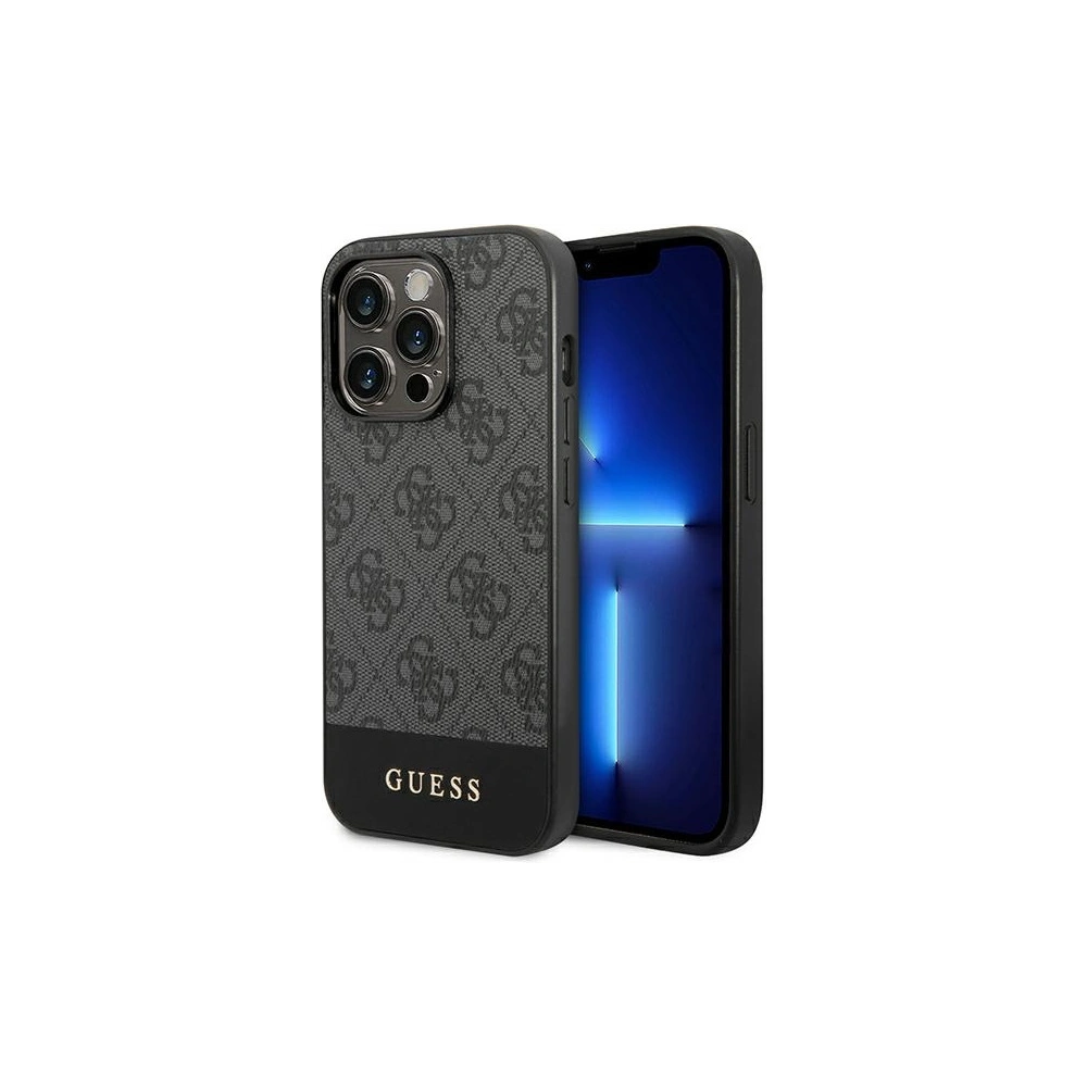 Etui Guess GUHCP14LG4GLGR Apple iPhone 14 Pro szary/grey hard case 4G Stripe Collection