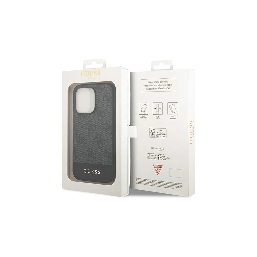 Etui Guess GUHCP14LG4GLGR Apple iPhone 14 Pro szary/grey hard case 4G Stripe Collection