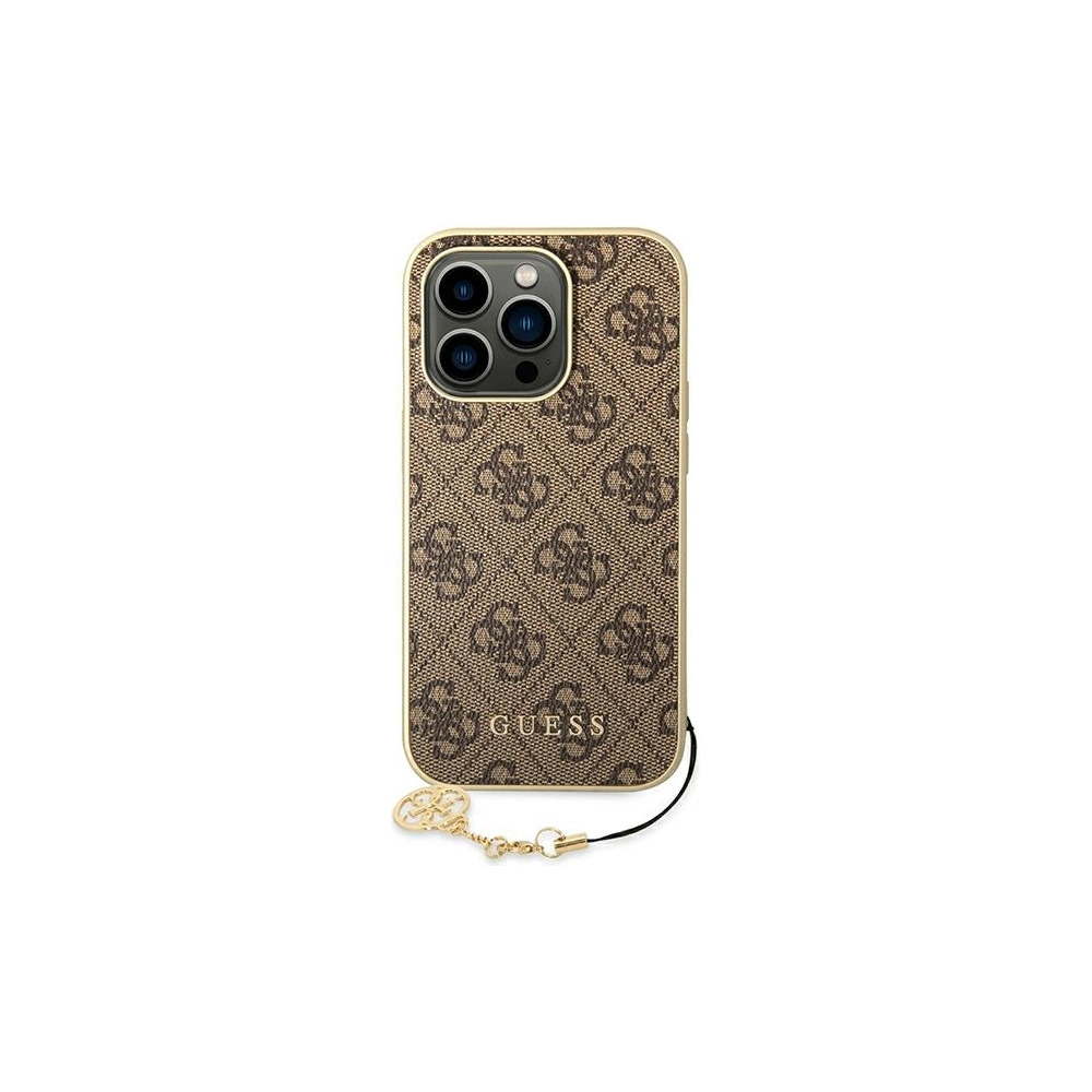 Etui Guess GUHCP14LGF4GBR Apple iPhone 14 Pro brązowy/brown hardcase 4G Charms Collection
