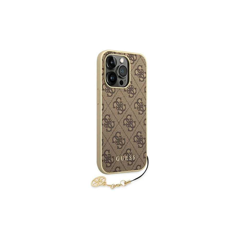 Etui Guess GUHCP14LGF4GBR Apple iPhone 14 Pro brązowy/brown hardcase 4G Charms Collection