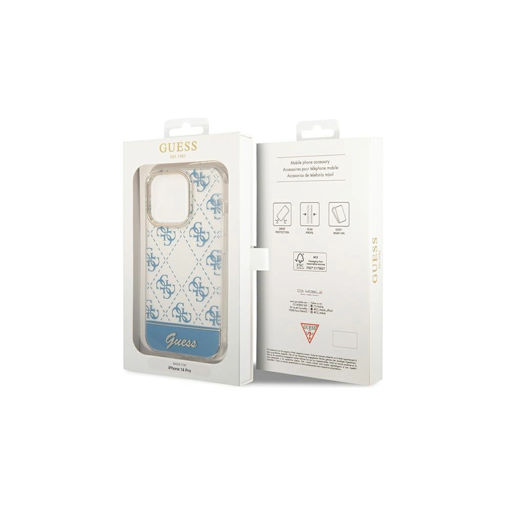 Etui Guess GUHCP14LHG4MHB Apple iPhone 14 Pro niebieski/blue hardcase 4G Pattern Script