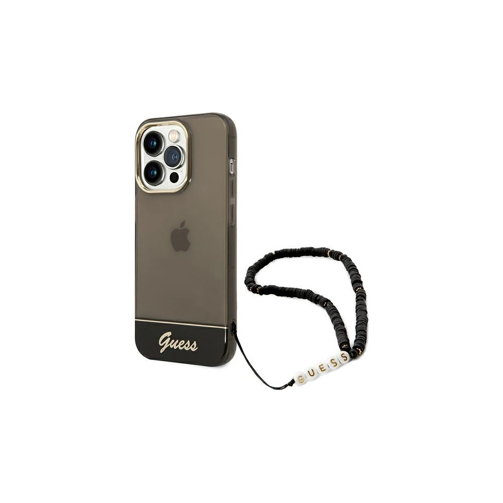 Etui Guess GUHCP14LHGCOHK Apple iPhone 14 Pro czarny/black hardcase Translucent Pearl Strap