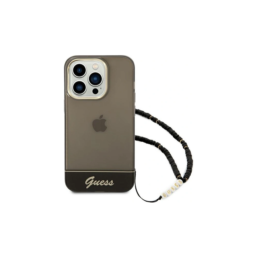 Etui Guess GUHCP14LHGCOHK Apple iPhone 14 Pro czarny/black hardcase Translucent Pearl Strap