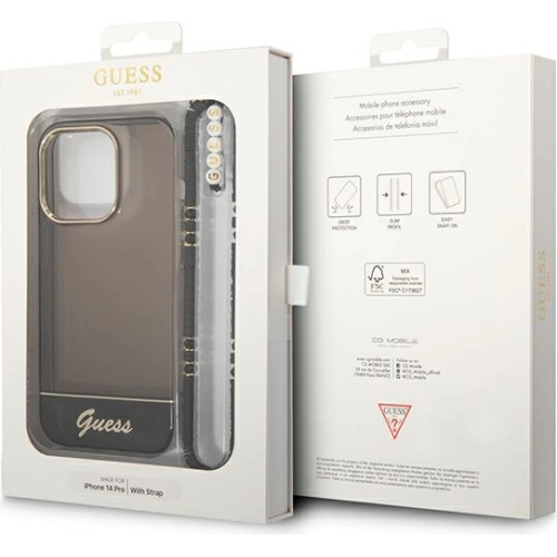 Kup Case Guess GUHCP14LHGCOHK Apple iPhone 14 Pro schwarz/black hardcase Translucent Pearl Strap - GUE1890 - {ean13} - Sklep Home Screen