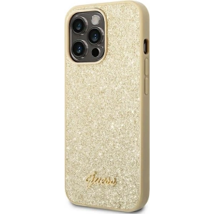 Case Guess GUHCP14LHGGSHD Apple iPhone 14 Pro gold/hartes Gehäuse Glitter Script