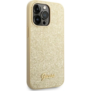 Etui Guess GUHCP14LHGGSHD Apple iPhone 14 Pro zlatý/gold tvrdý kryt Glitter Script