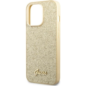 Case Guess GUHCP14LHGGSHD Apple iPhone 14 Pro gold/hartes Gehäuse Glitter Script