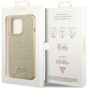 Etui Guess GUHCP14LHGGSHD Apple iPhone 14 Pro zlatý/gold tvrdý kryt Glitter Script
