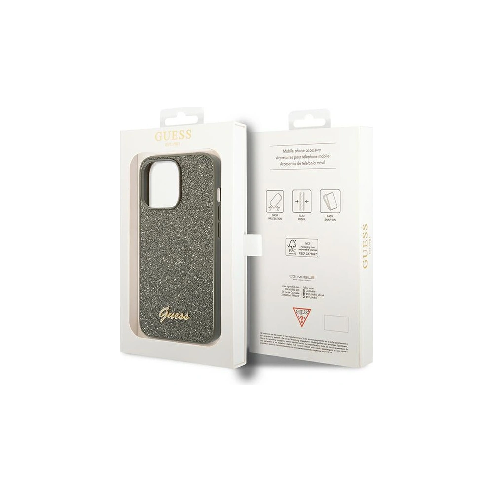 Etui Guess GUHCP14LHGGSHN Apple iPhone 14 Pro zielony/green hard case Glitter Script