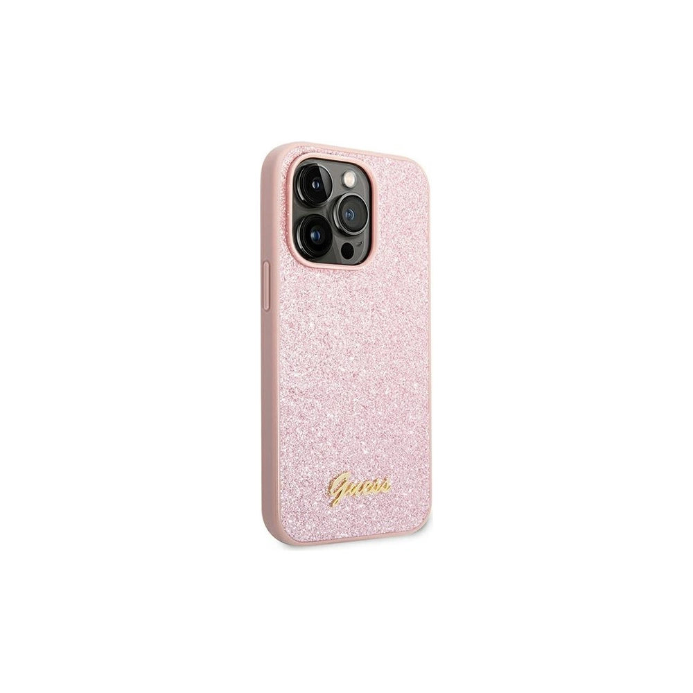 Etui Guess GUHCP14LHGGSHP Apple iPhone 14 Pro różowy/pink hard case Glitter Script