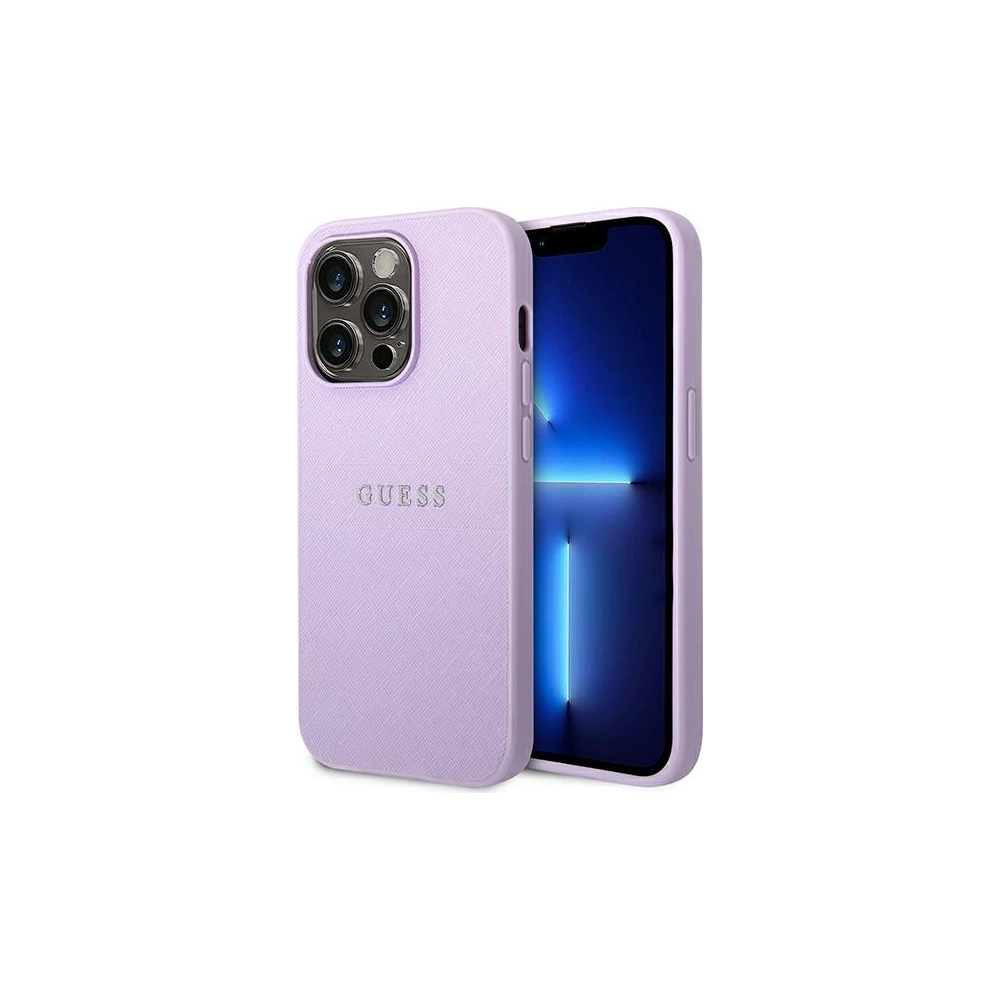Etui Guess GUHCP14LPSASBPU Apple iPhone 14 Pro fioletowy/purple Saffiano Strap