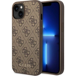 Etui Guess GUHCP14MG4GFBR Apple iPhone 14 Plus / 15 Plus brązowy/brown hard case 4G Metal Gold Logo