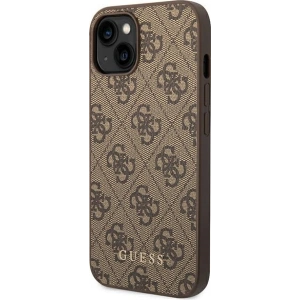 Etui Guess GUHCP14MG4GFBR Apple iPhone 14 Plus / 15 Plus brązowy/brown hard case 4G Metal Gold Logo
