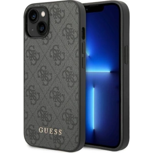 Etui Guess GUHCP14MG4GFGR Apple iPhone 14 Plus / 15 Plus szary/grey hard case 4G Metal Gold Logo