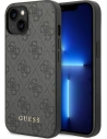 Case Guess GUHCP14MG4GFGR Apple iPhone 14 Plus / 15 Plus grau/grey Hardcase 4G Metall Gold-Logo