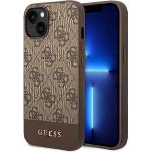 Etui Guess GUHCP14MG4GLBR Apple iPhone 14 Plus / 15 Plus brązowy/brown hard case 4G Stripe Collection