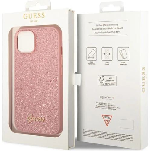 Buy Guess GUHCP14MHGGSHP Apple iPhone 14 Plus / 15 Plus pink hard case Glitter Script - GUE1914 - {ean13} - Home Screen Store Europe