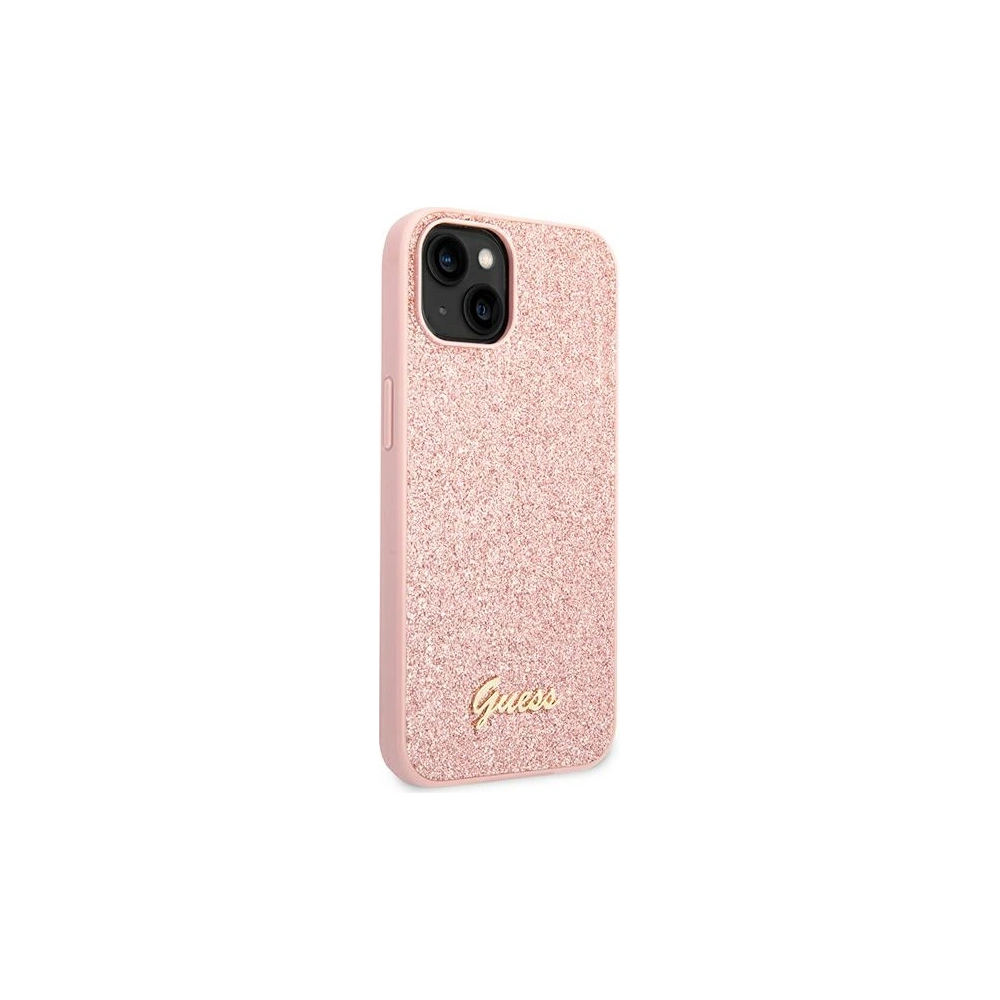 Etui Guess GUHCP14SHGGSHP Apple iPhone 14 różowy/pink hard case Glitter Script