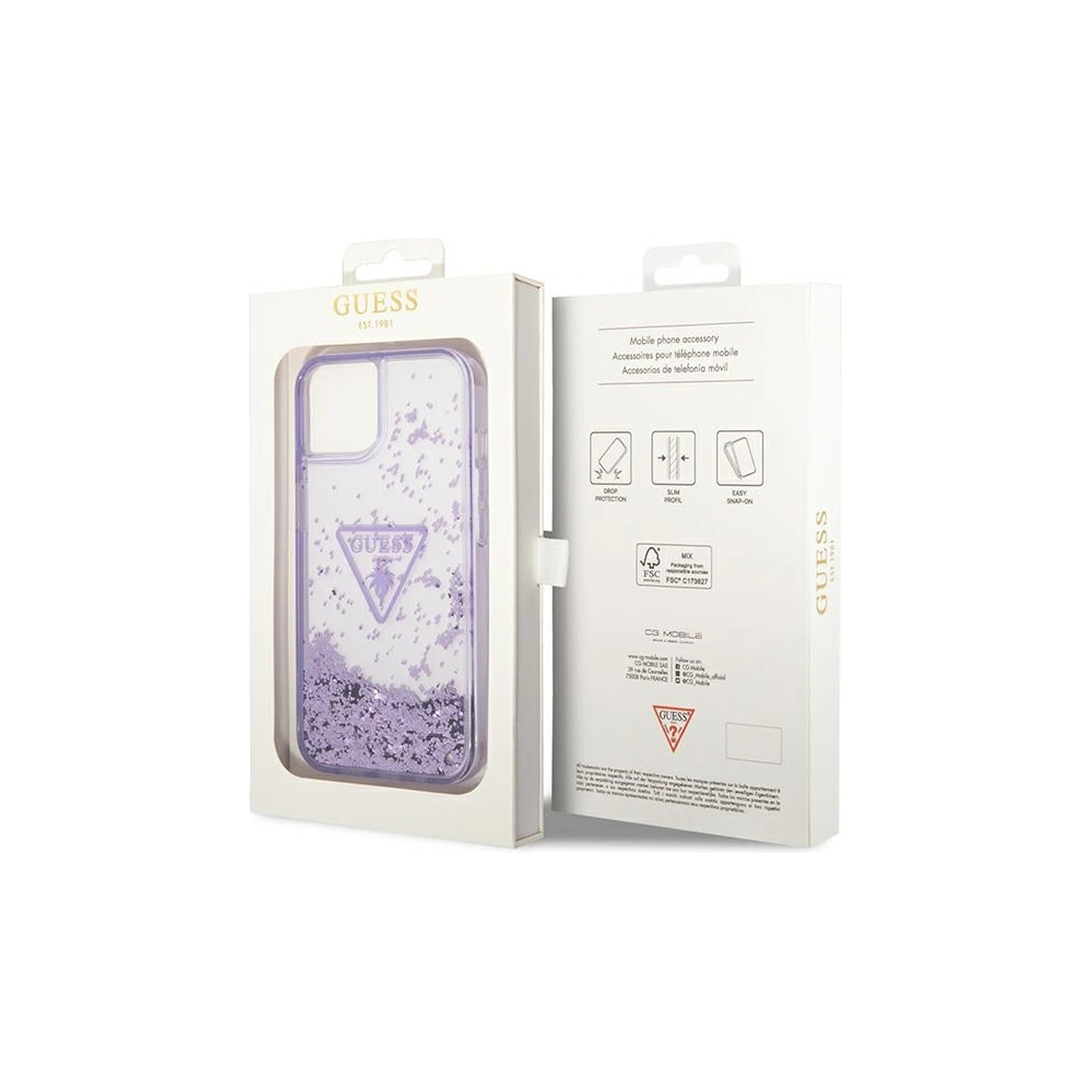 Etui Guess GUHCP14SLFCTPU Apple iPhone 14 fioletowy/purple hardcase Liquid Glitter Palm Collection