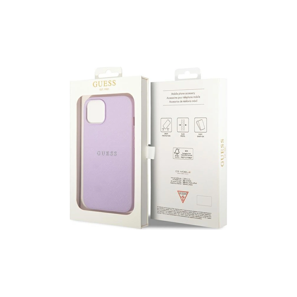 Etui Guess GUHCP14SPSASBPU Apple iPhone 14 fioletowy/purple Saffiano Strap