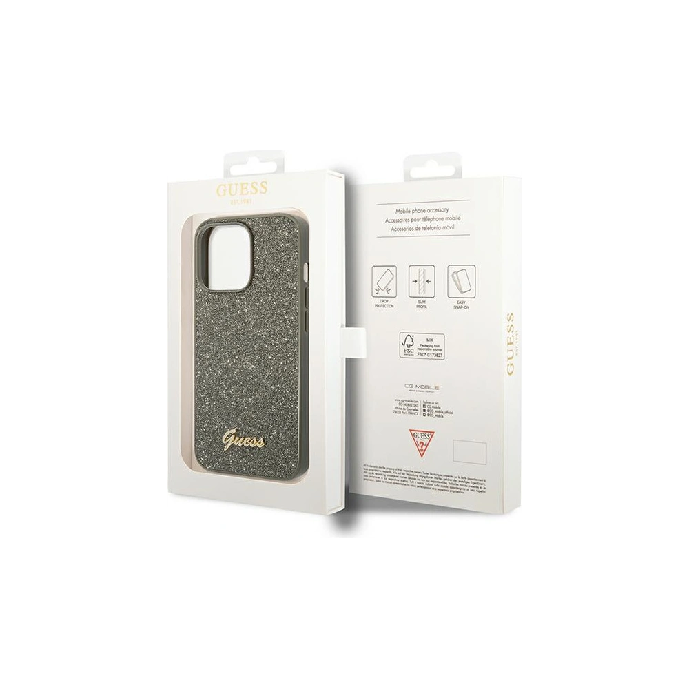 Etui Guess GUHCP14XHGGSHN Apple iPhone 14 Pro Max zielony/green hard case Glitter Script