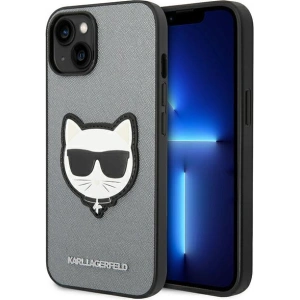 Etui Karl Lagerfeld KLHCP14MSAPCHG Apple iPhone 14 Plus / 15 Plus hardcase srebrny/silver Saffiano Choupette Head Patch