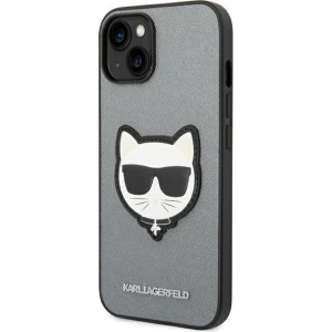 Etui Karl Lagerfeld KLHCP14MSAPCHG Apple iPhone 14 Plus / 15 Plus hardcase srebrny/silver Saffiano Choupette Head Patch