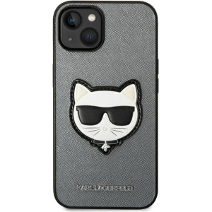 Etui Karl Lagerfeld KLHCP14MSAPCHG Apple iPhone 14 Plus / 15 Plus hardcase srebrny/silver Saffiano Choupette Head Patch