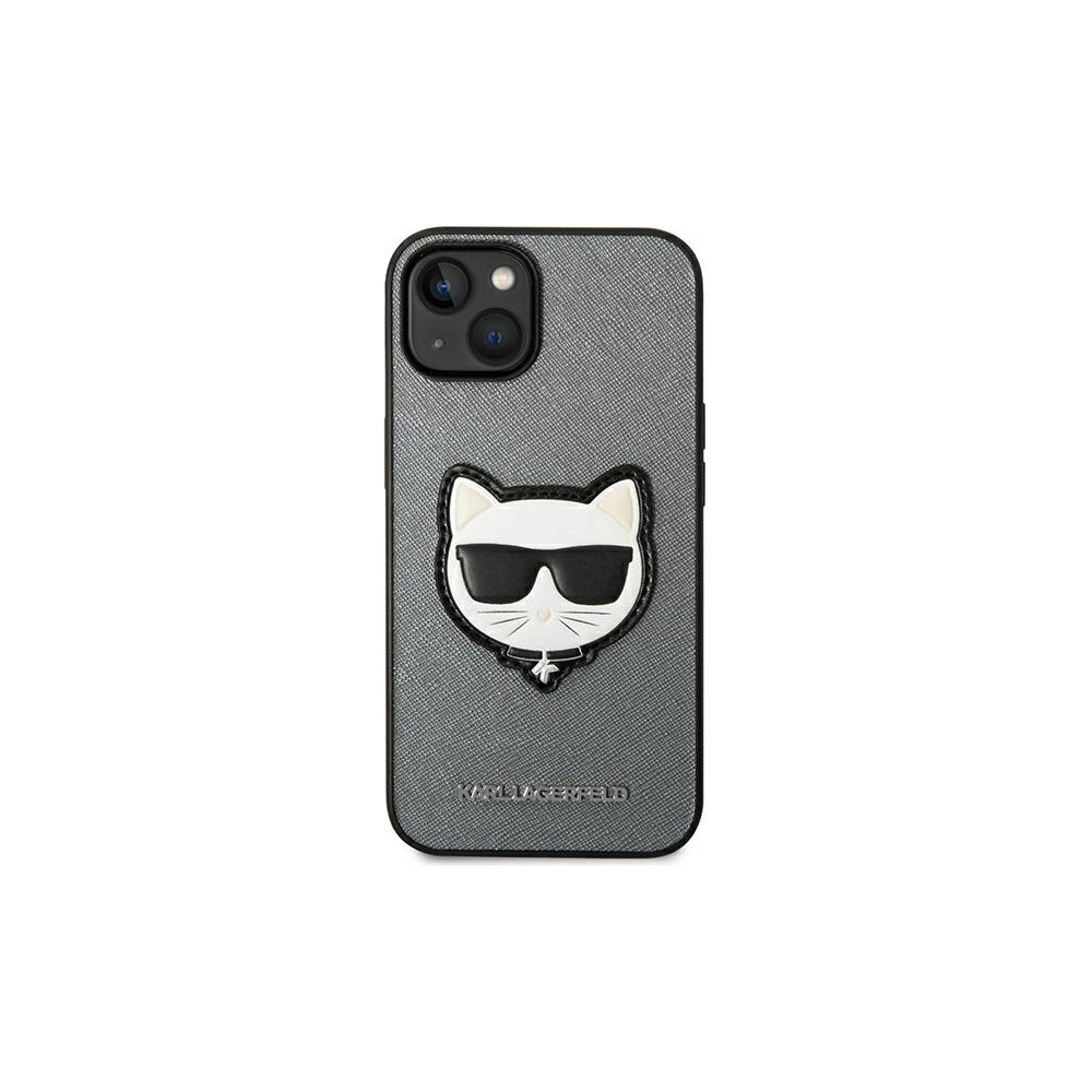 Etui Karl Lagerfeld KLHCP14MSAPCHG Apple iPhone 14 Plus / 15 Plus hardcase srebrny/silver Saffiano Choupette Head Patch