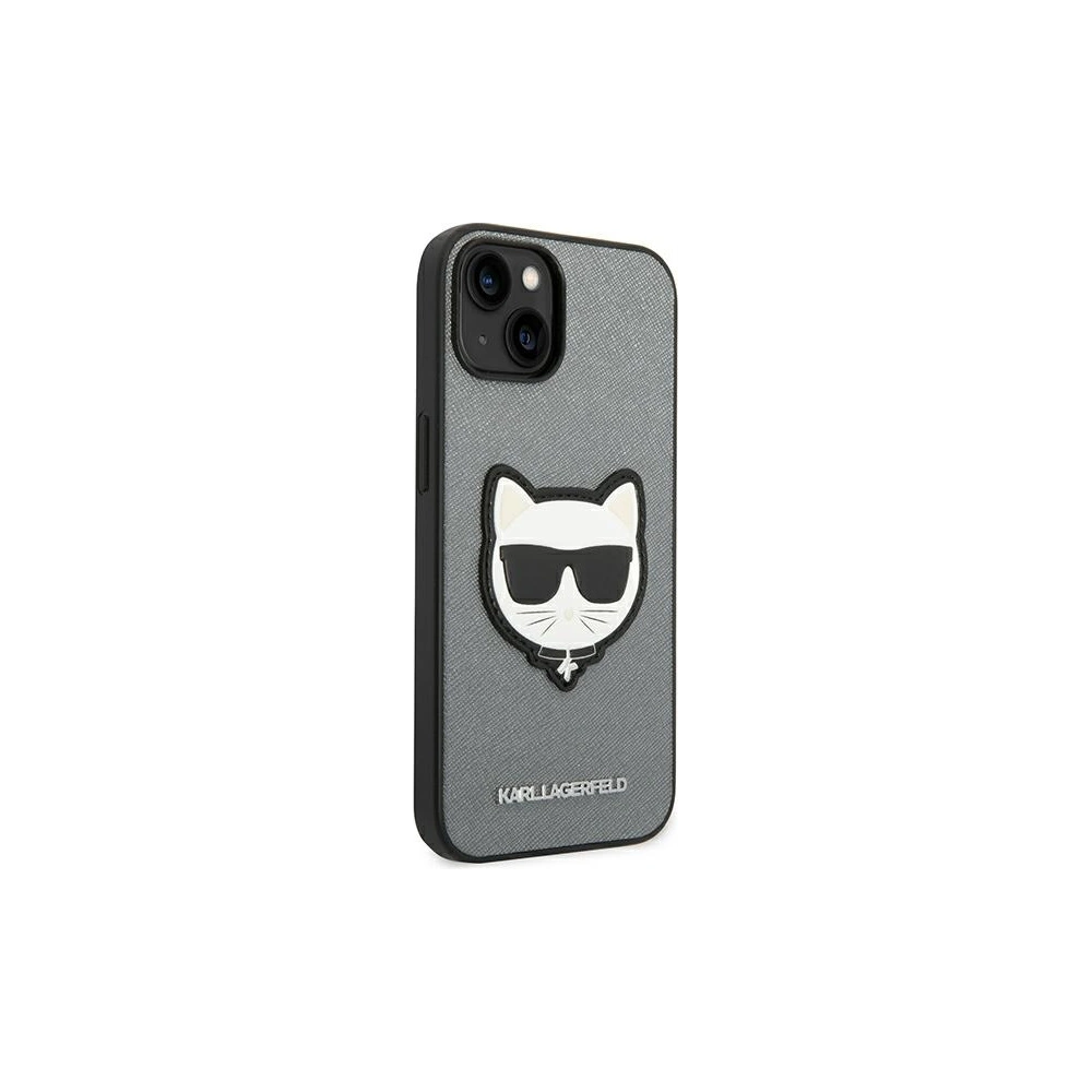 Etui Karl Lagerfeld KLHCP14MSAPCHG Apple iPhone 14 Plus / 15 Plus hardcase srebrny/silver Saffiano Choupette Head Patch