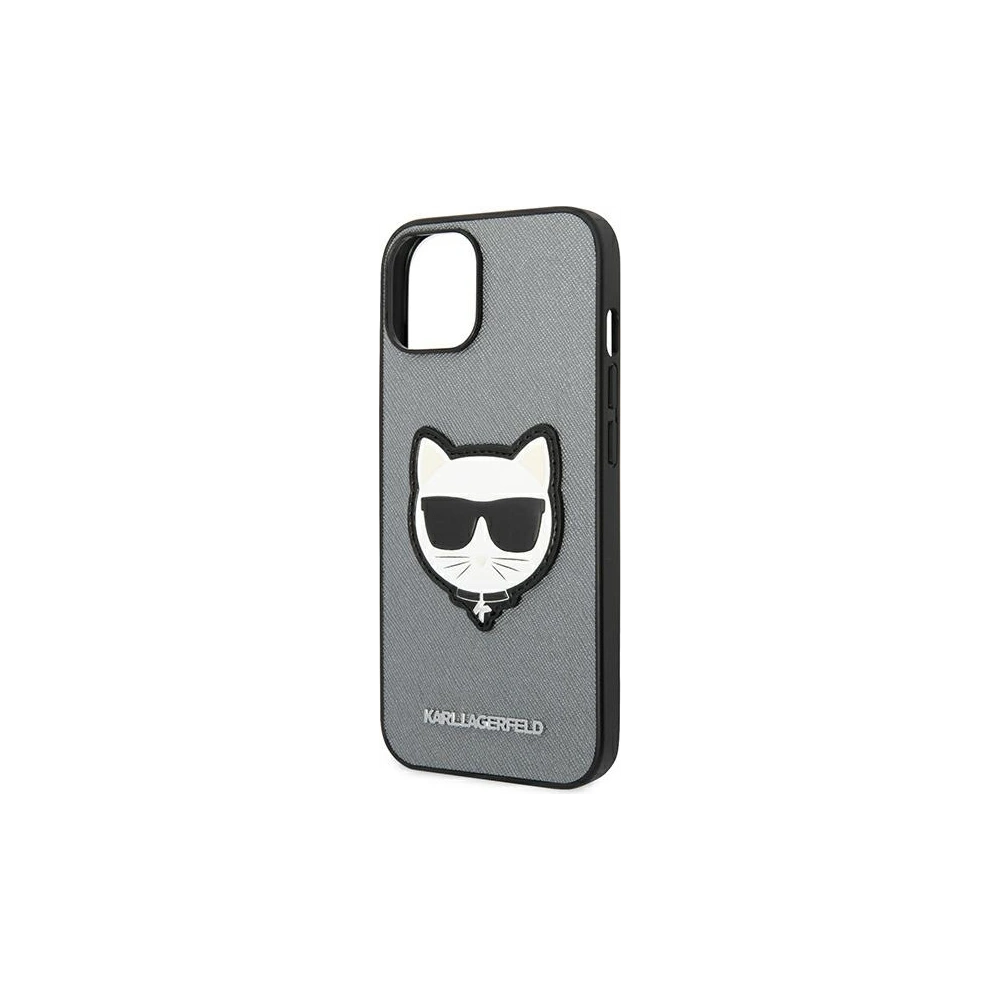 Etui Karl Lagerfeld KLHCP14MSAPCHG Apple iPhone 14 Plus / 15 Plus hardcase srebrny/silver Saffiano Choupette Head Patch