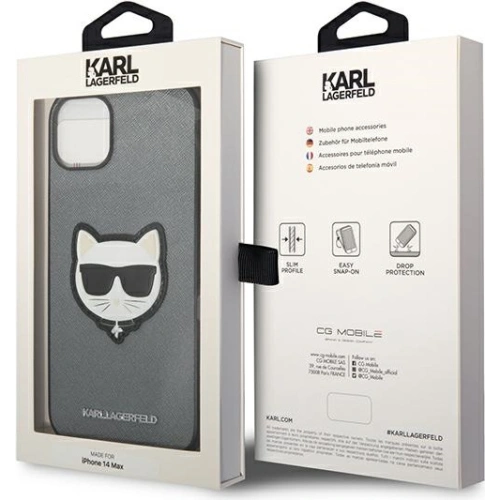 Kup Etui Karl Lagerfeld KLHCP14MSAPCHG Apple iPhone 14 Plus / 15 Plus hardcase srebrny/silver Saffiano Choupette Head Patch - KLD996 - {ean13} - Sklep Home Screen