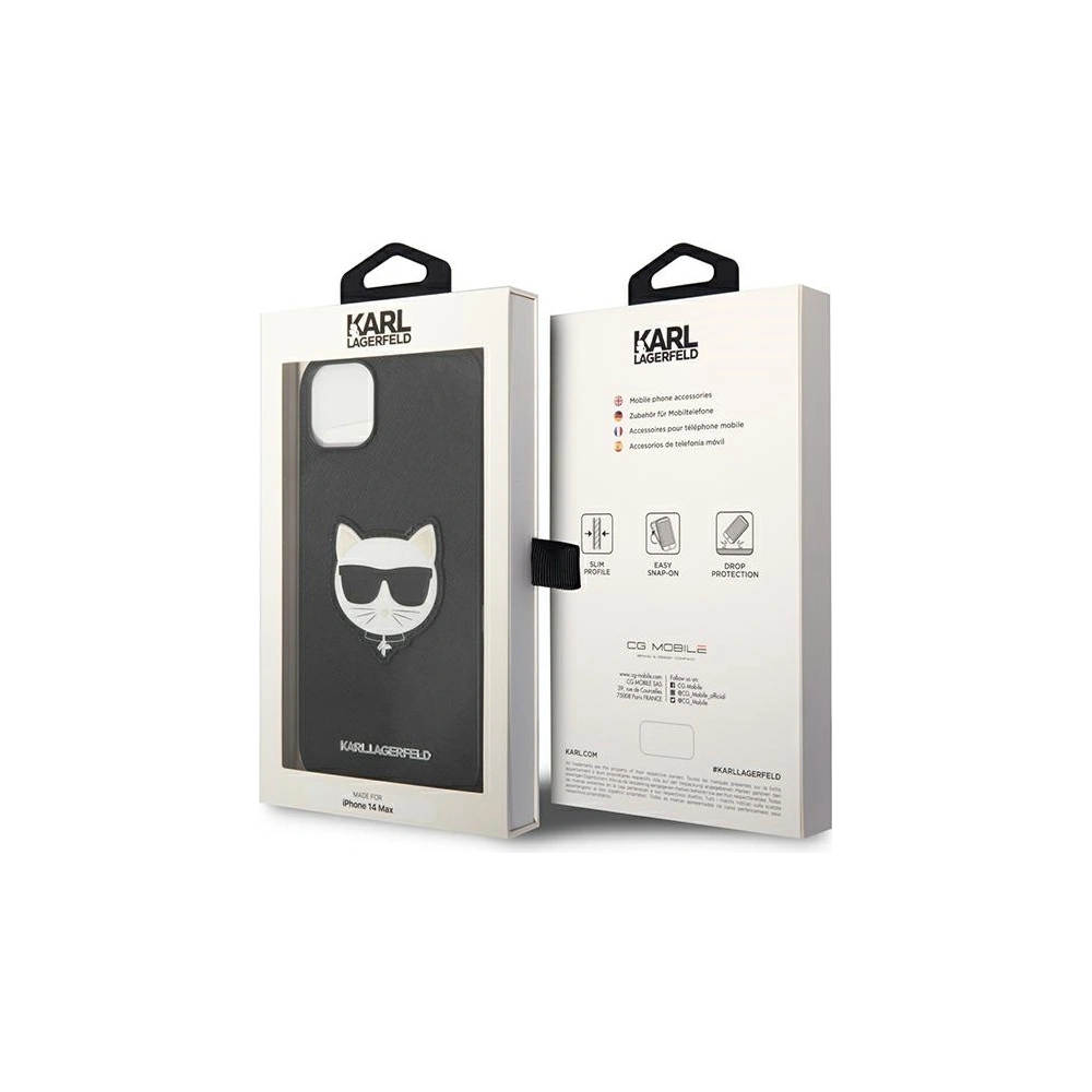 Etui Karl Lagerfeld KLHCP14MSAPCHK Apple iPhone 14 Plus / 15 Plus hardcase czarny/black Saffiano Choupette Head Patch