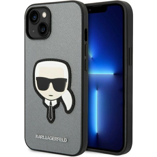 Buy Karl Lagerfeld KLHCP14MSAPKHG Apple iPhone 14 Plus / 15 Plus silver hardcase Saffiano Karl`s Head Patch - KLD998 - {ean13} - Home Screen Store Europe