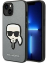 Etui Karl Lagerfeld KLHCP14MSAPKHG Apple iPhone 14 Plus / 15 Plus srebrny/silver hardcase Saffiano Karl`s Head Patch