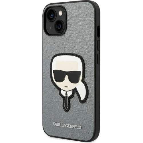 Kup Etui Karl Lagerfeld KLHCP14MSAPKHG Apple iPhone 14 Plus / 15 Plus srebrny/silver hardcase Saffiano Karl`s Head Patch - KLD998 - {ean13} - Sklep Home Screen