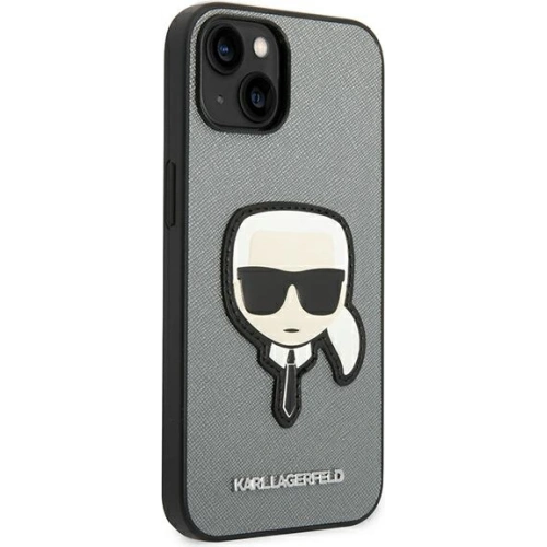 Kup Etui Karl Lagerfeld KLHCP14MSAPKHG Apple iPhone 14 Plus / 15 Plus srebrny/silver hardcase Saffiano Karl`s Head Patch - KLD998 - {ean13} - Sklep Home Screen