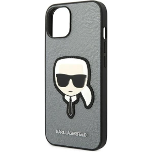 Etui Karl Lagerfeld KLHCP14MSAPKHG Apple iPhone 14 Plus / 15 Plus srebrny/silver hardcase Saffiano Karl`s Head Patch