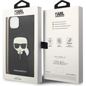 Etui Karl Lagerfeld KLHCP14MSAPKHK Apple iPhone 14 Plus / 15 Plus czarny/black hardcase Saffiano Karl`s Head Patch