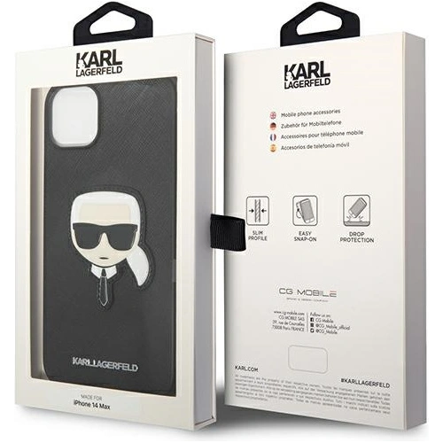 Kup Etui Karl Lagerfeld KLHCP14MSAPKHK Apple iPhone 14 Plus / 15 Plus czarny/black hardcase Saffiano Karl`s Head Patch - KLD999 - {ean13} - Sklep Home Screen